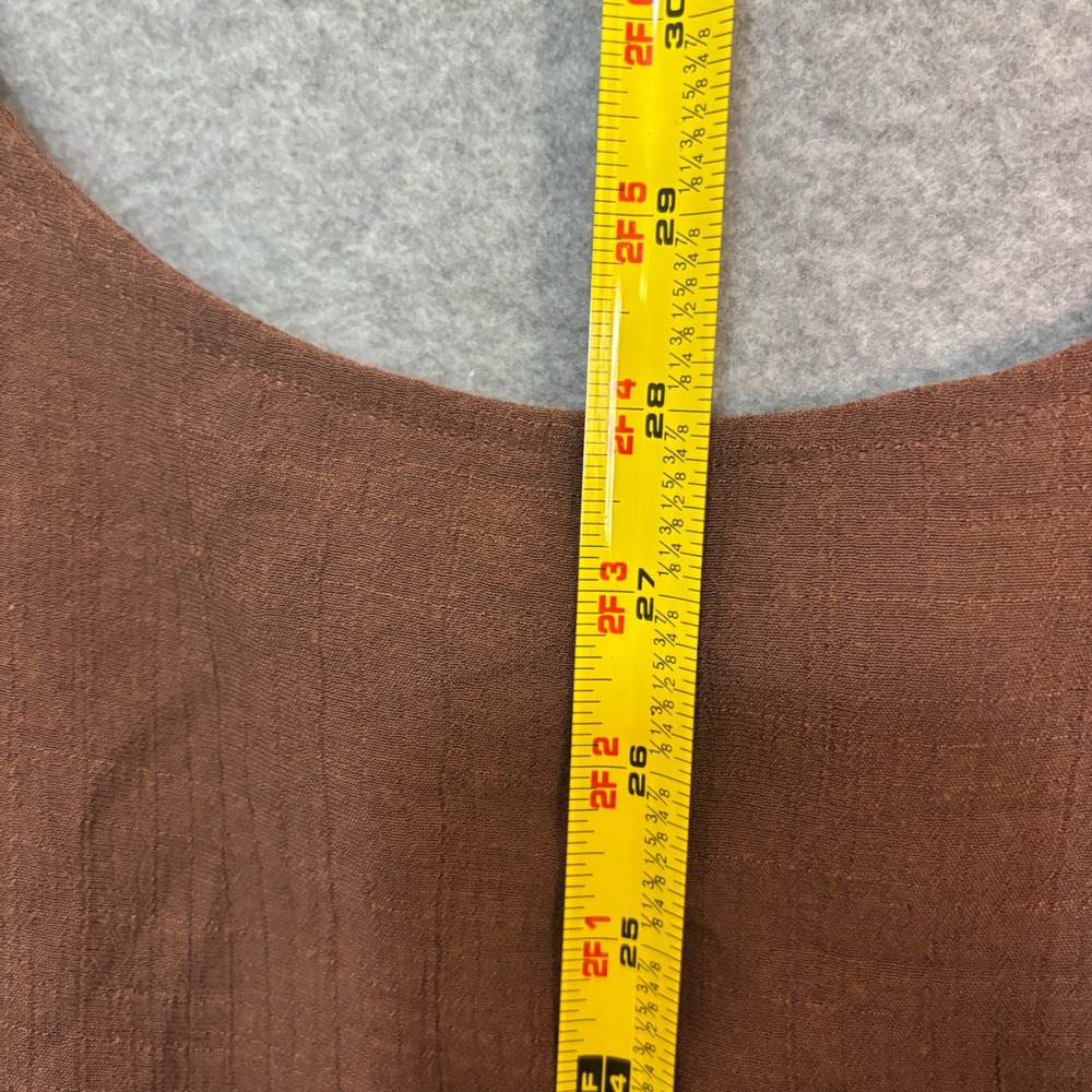 Women's Boho Babydoll Tunic Top Plus 22/24W Brown Gauze Peasant Cottagecore - Picture 8 of 9